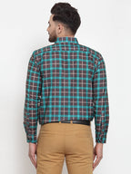 Jainish Green Men's Cotton Checked Formal Shirt's ( SF 749Green-Black ) - Distacart