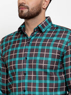 Jainish Green Men's Cotton Checked Formal Shirt's ( SF 749Green-Black ) - Distacart