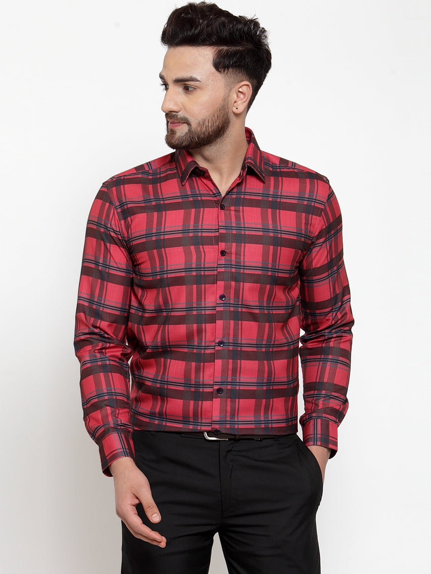 Jainish Red Men's Cotton Checked Formal Shirt's ( SF 750Red ) - Distacart