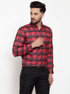 Jainish Red Men's Cotton Checked Formal Shirt's ( SF 750Red ) - Distacart