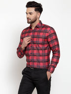 Jainish Red Men's Cotton Checked Formal Shirt's ( SF 750Red ) - Distacart