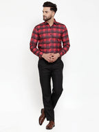 Jainish Red Men's Cotton Checked Formal Shirt's ( SF 750Red ) - Distacart