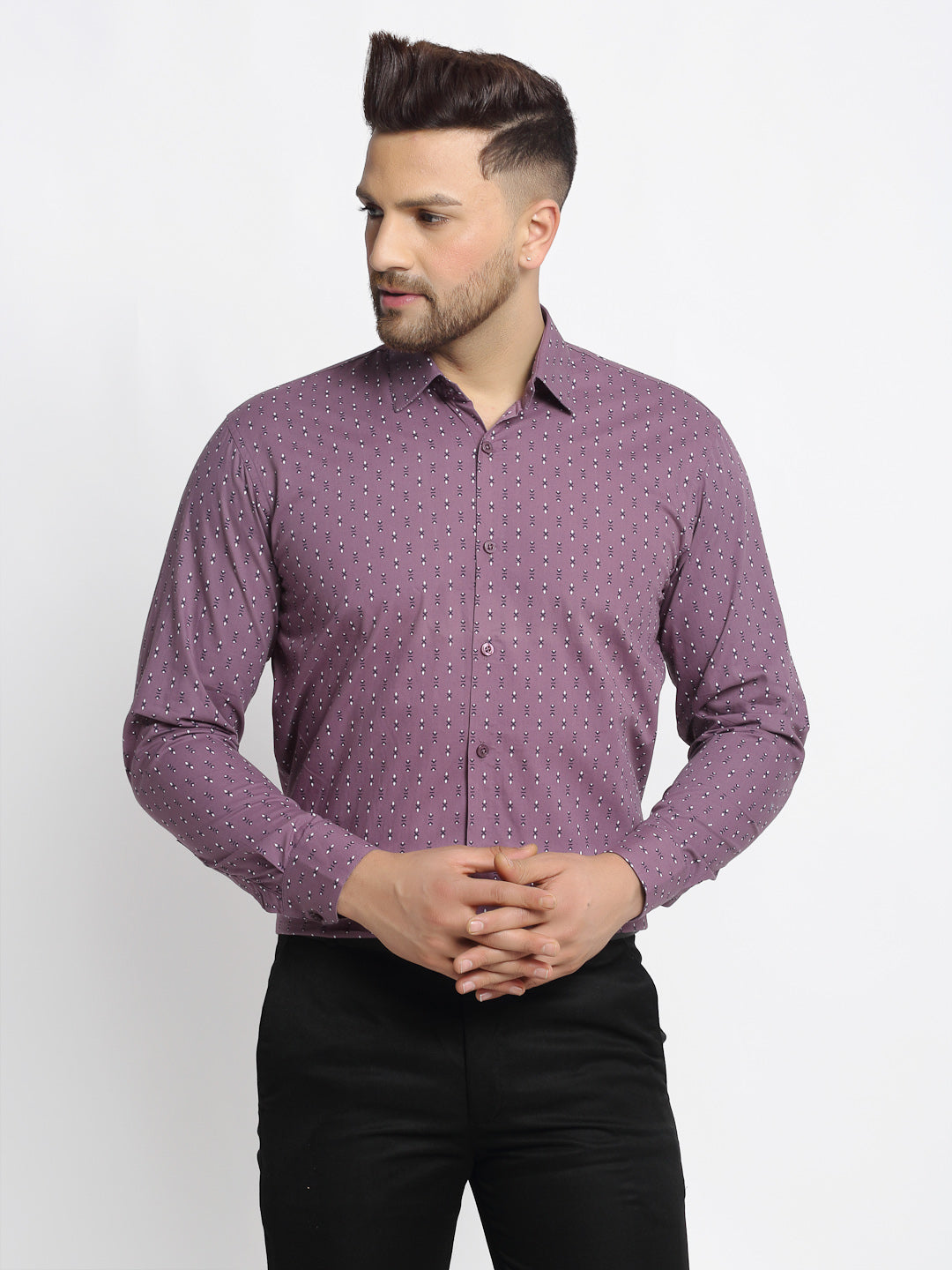 Jainish Magenta Men's Cotton Printed Formal Shirt's ( SF 752Wine ) - Distacart