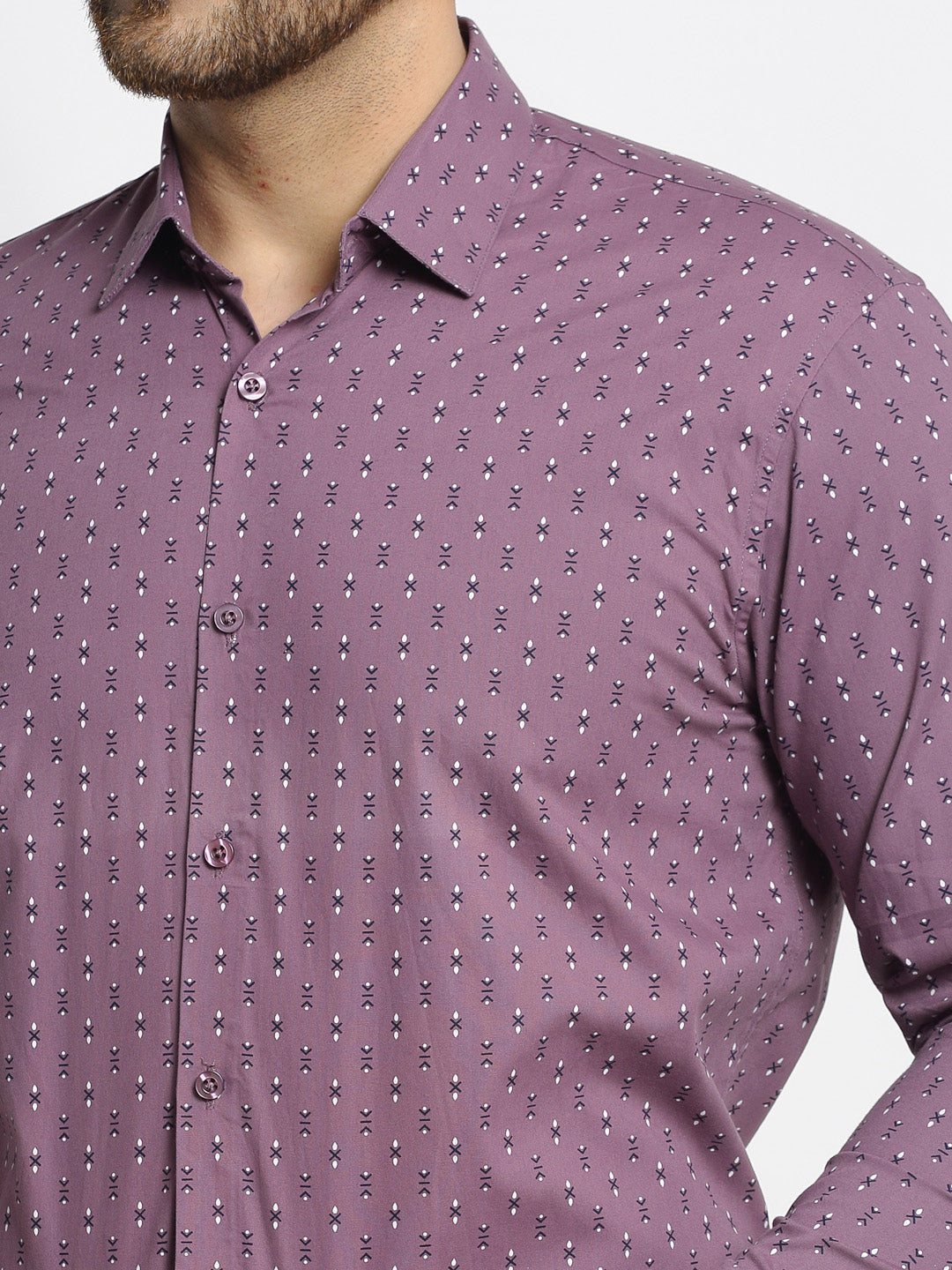 Jainish Magenta Men's Cotton Printed Formal Shirt's ( SF 752Wine ) - Distacart