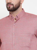 Jainish Coral Men's Cotton Solid Button Down Formal Shirts ( SF 753Coral ) - Distacart