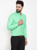 Jainish Green Men's Cotton Solid Button Down Formal Shirts ( SF 753Green ) - Distacart