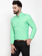Jainish Green Men's Cotton Solid Button Down Formal Shirts ( SF 753Green ) - Distacart