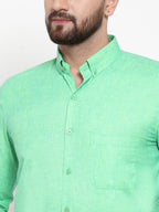 Jainish Green Men's Cotton Solid Button Down Formal Shirts ( SF 753Green ) - Distacart