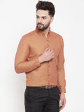 Jainish Orange Men's Cotton Solid Button Down Formal Shirts ( SF 753Orange ) - Distacart
