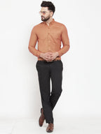 Jainish Orange Men's Cotton Solid Button Down Formal Shirts ( SF 753Orange ) - Distacart