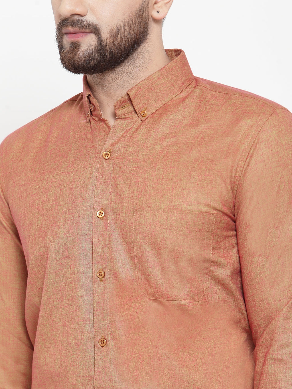 Jainish Orange Men's Cotton Solid Button Down Formal Shirts ( SF 753Orange ) - Distacart