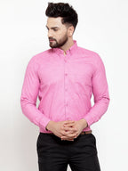 Jainish Pink Men's Cotton Solid Button Down Formal Shirts ( SF 753Pink ) - Distacart