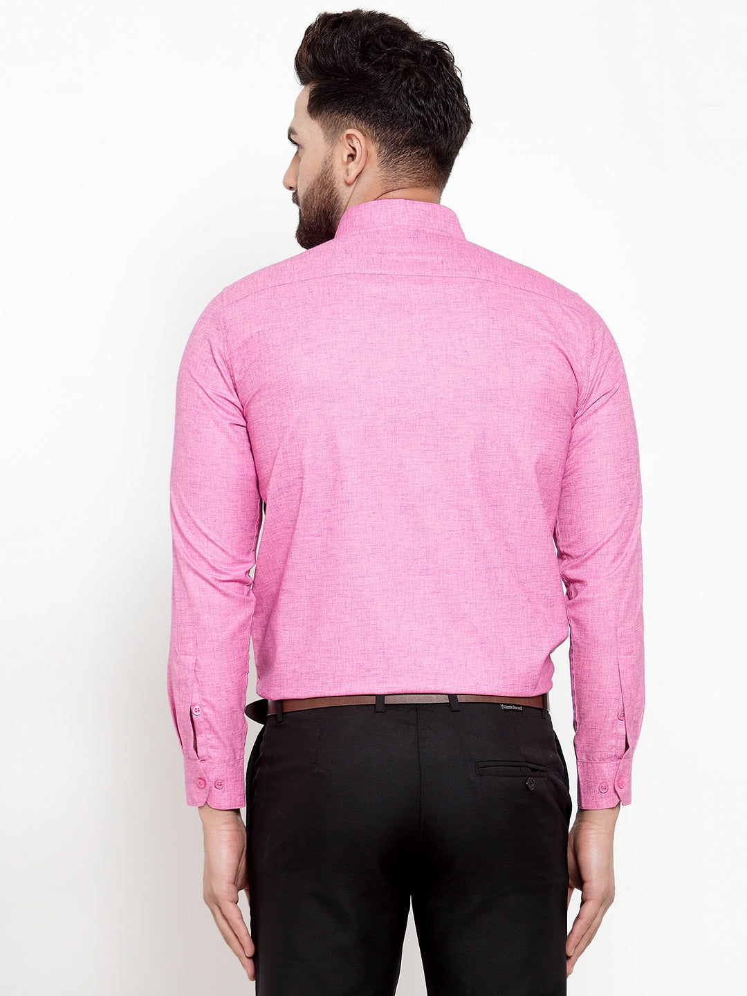 Jainish Pink Men's Cotton Solid Button Down Formal Shirts ( SF 753Pink ) - Distacart