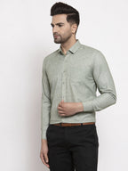 Jainish Green Men's Cotton Solid Button Down Formal Shirts ( SF 753Pista ) - Distacart