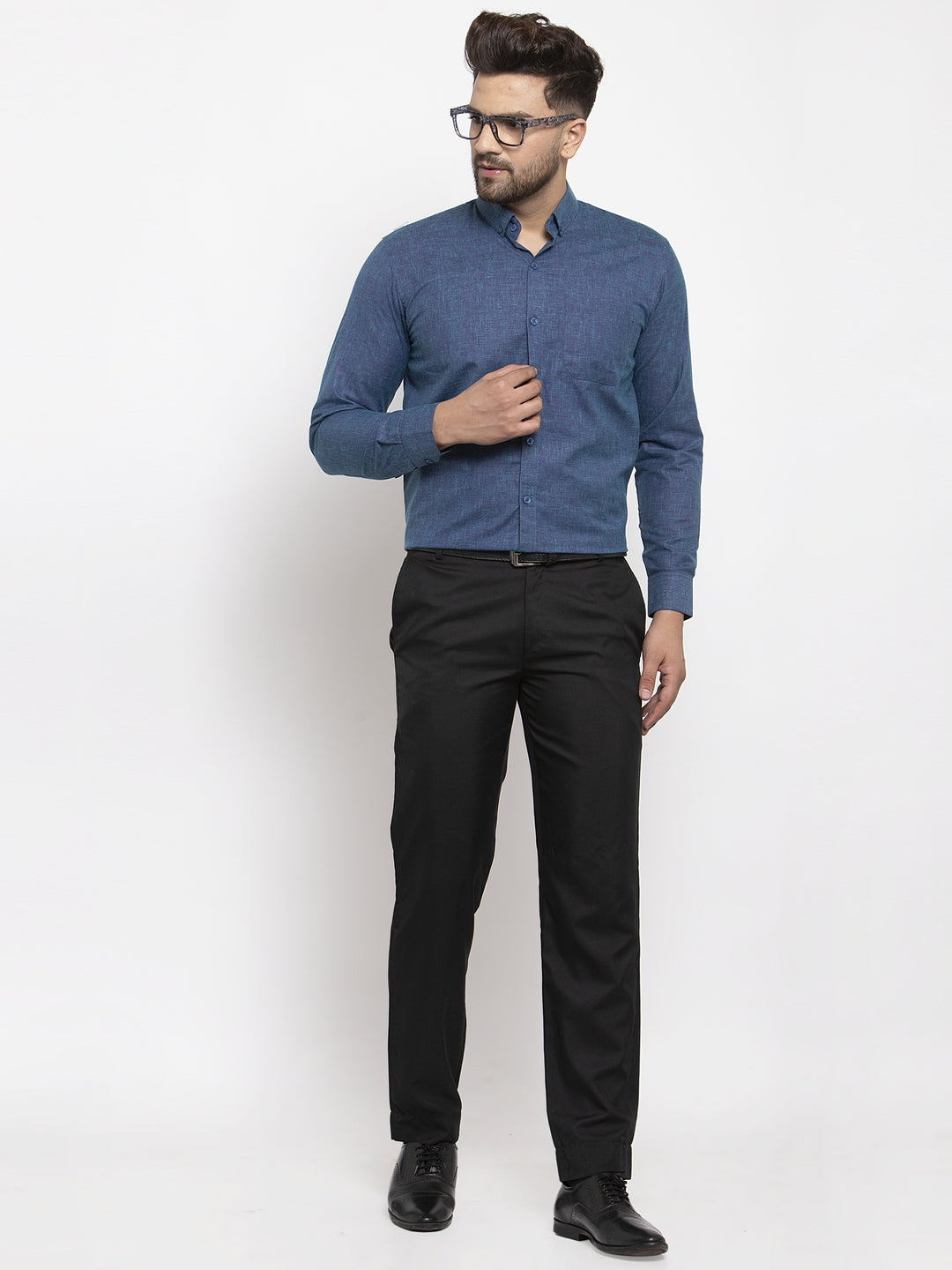 Jainish Blue Men's Cotton Solid Button Down Formal Shirts ( SF 753Teal ) - Distacart