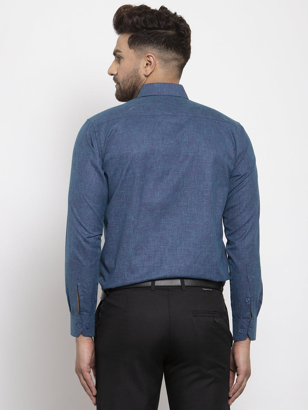 Jainish Blue Men's Cotton Solid Button Down Formal Shirts ( SF 753Teal ) - Distacart