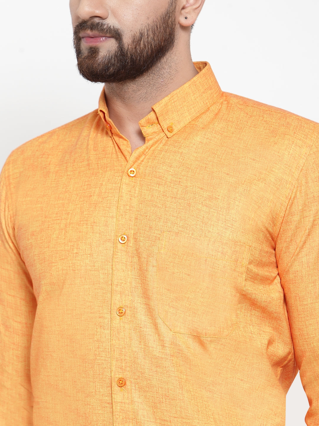 Jainish Yellow Men's Cotton Solid Button Down Formal Shirts ( SF 753Yellow ) - Distacart