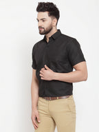 Jainish Black Men's Cotton Half Sleeves Solid Formal Shirts ( SF 754Black ) - Distacart