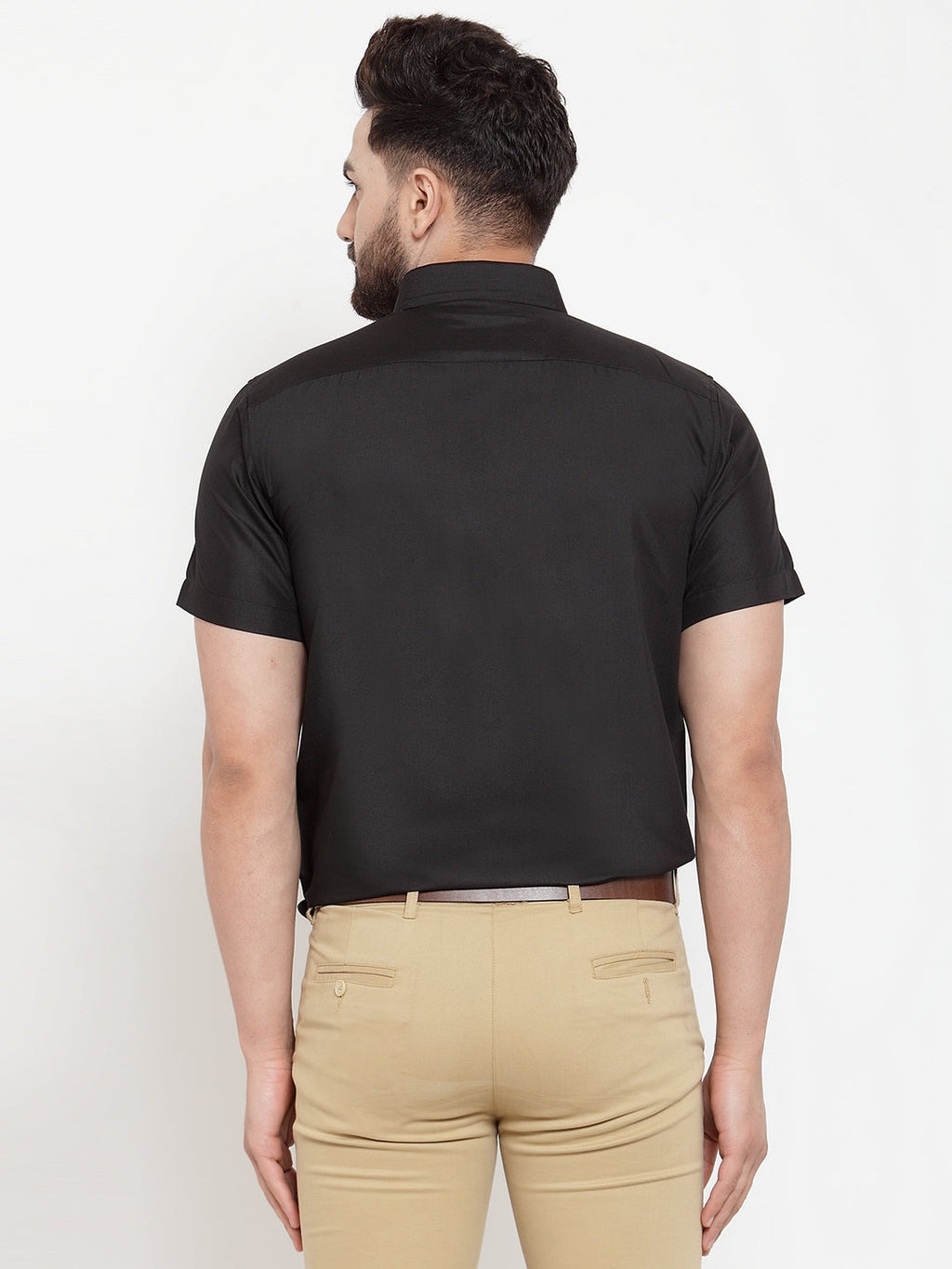 Jainish Black Men's Cotton Half Sleeves Solid Formal Shirts ( SF 754Black ) - Distacart