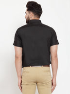 Jainish Black Men's Cotton Half Sleeves Solid Formal Shirts ( SF 754Black ) - Distacart