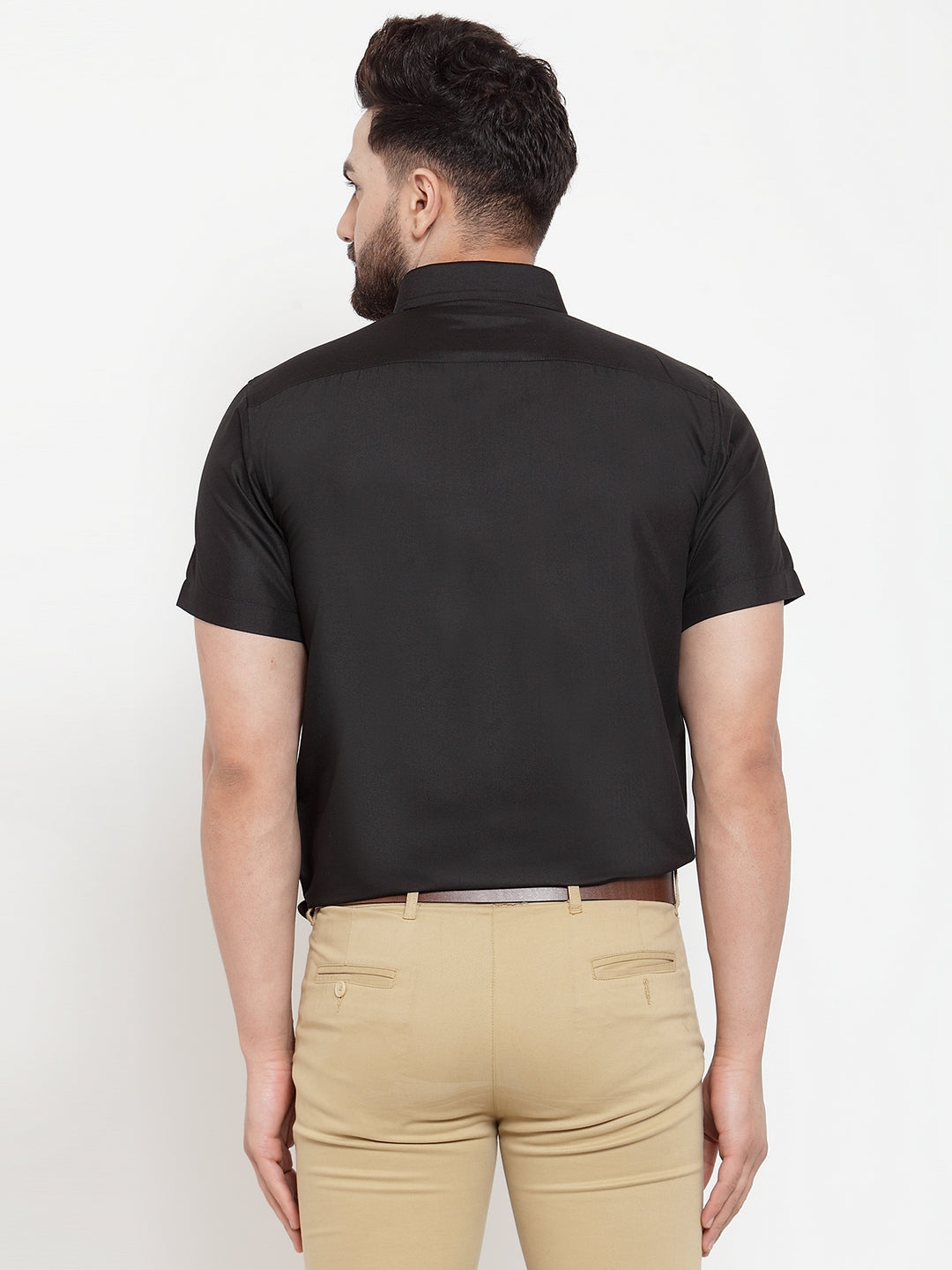 Jainish Black Men's Cotton Half Sleeves Solid Formal Shirts ( SF 754Black ) - Distacart