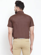 Jainish Brown Men's Cotton Half Sleeves Solid Formal Shirts ( SF 754Coffee ) - Distacart