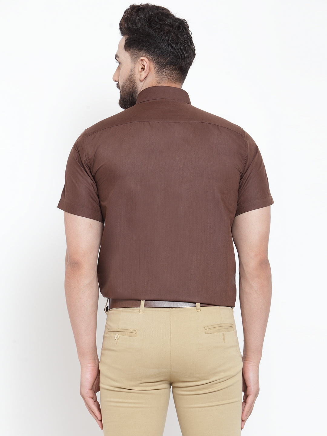 Jainish Brown Men's Cotton Half Sleeves Solid Formal Shirts ( SF 754Coffee ) - Distacart