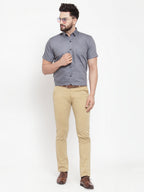 Jainish Grey Men's Cotton Half Sleeves Solid Formal Shirts ( SF 754Grey ) - Distacart