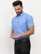 Jainish Blue Men's Cotton Half Sleeves Solid Formal Shirts ( SF 754Light-Blue ) - Distacart
