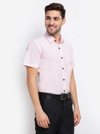 Jainish Pink Men's Cotton Half Sleeves Solid Formal Shirts ( SF 754Light-Pink ) - Distacart