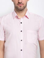 Jainish Pink Men's Cotton Half Sleeves Solid Formal Shirts ( SF 754Light-Pink ) - Distacart