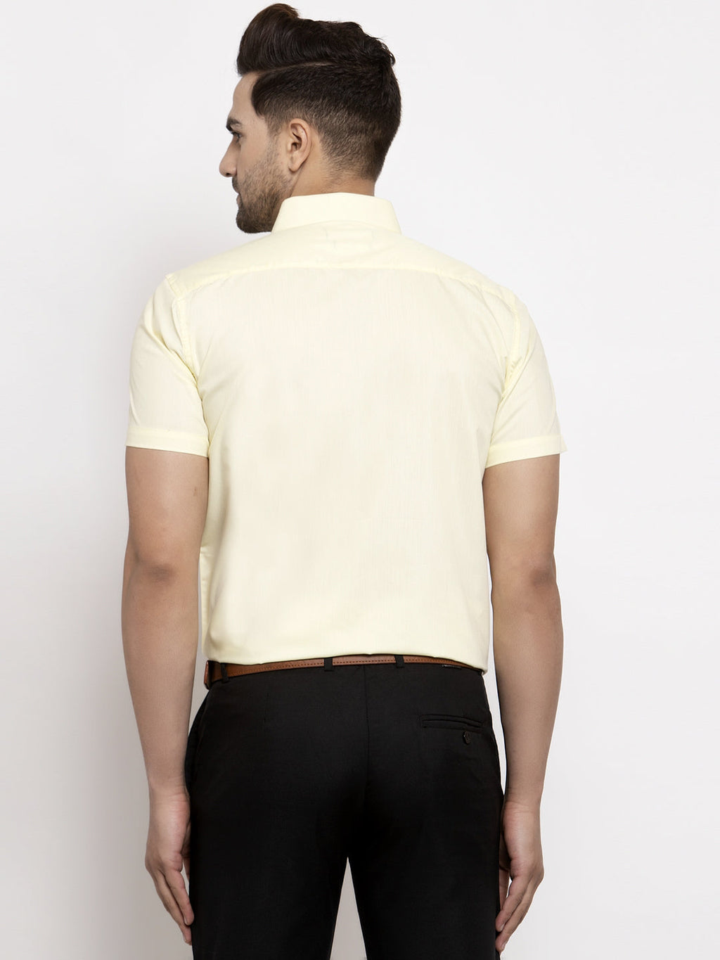 Jainish Yellow Men's Cotton Half Sleeves Solid Formal Shirts ( SF 754Lime ) - Distacart