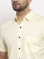 Jainish Yellow Men's Cotton Half Sleeves Solid Formal Shirts ( SF 754Lime ) - Distacart