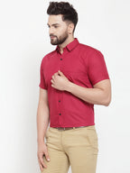 Jainish Maroon Men's Cotton Half Sleeves Solid Formal Shirts ( SF 754Mehroon ) - Distacart