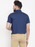 Jainish Blue Men's Cotton Half Sleeves Solid Formal Shirts ( SF 754Peacock ) - Distacart