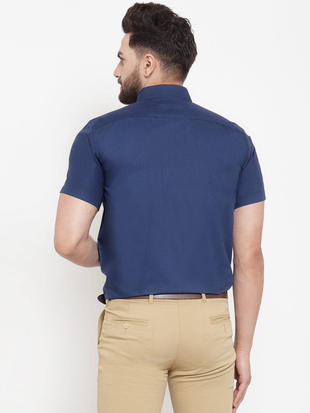 Jainish Blue Men's Cotton Half Sleeves Solid Formal Shirts ( SF 754Peacock ) - Distacart