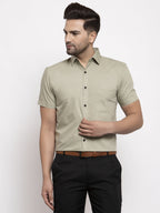 Jainish Green Men's Cotton Half Sleeves Solid Formal Shirts ( SF 754Pista ) - Distacart