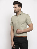 Jainish Green Men's Cotton Half Sleeves Solid Formal Shirts ( SF 754Pista ) - Distacart