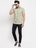 Jainish Green Men's Cotton Half Sleeves Solid Formal Shirts ( SF 754Pista ) - Distacart