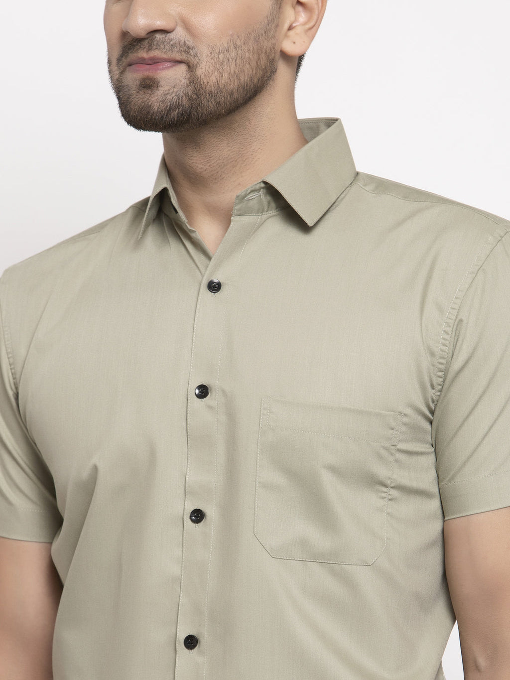 Jainish Green Men's Cotton Half Sleeves Solid Formal Shirts ( SF 754Pista ) - Distacart