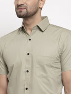 Jainish Green Men's Cotton Half Sleeves Solid Formal Shirts ( SF 754Pista ) - Distacart