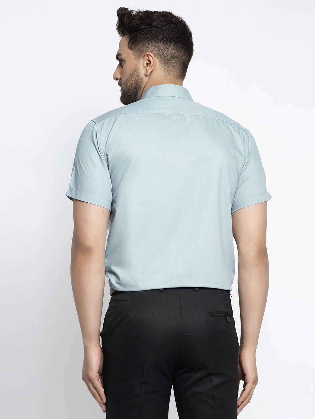 Jainish Green Men's Cotton Half Sleeves Solid Formal Shirts ( SF 754Sea-Green ) - Distacart