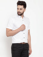 Jainish White Men's Cotton Half Sleeves Solid Formal Shirts ( SF 754White ) - Distacart