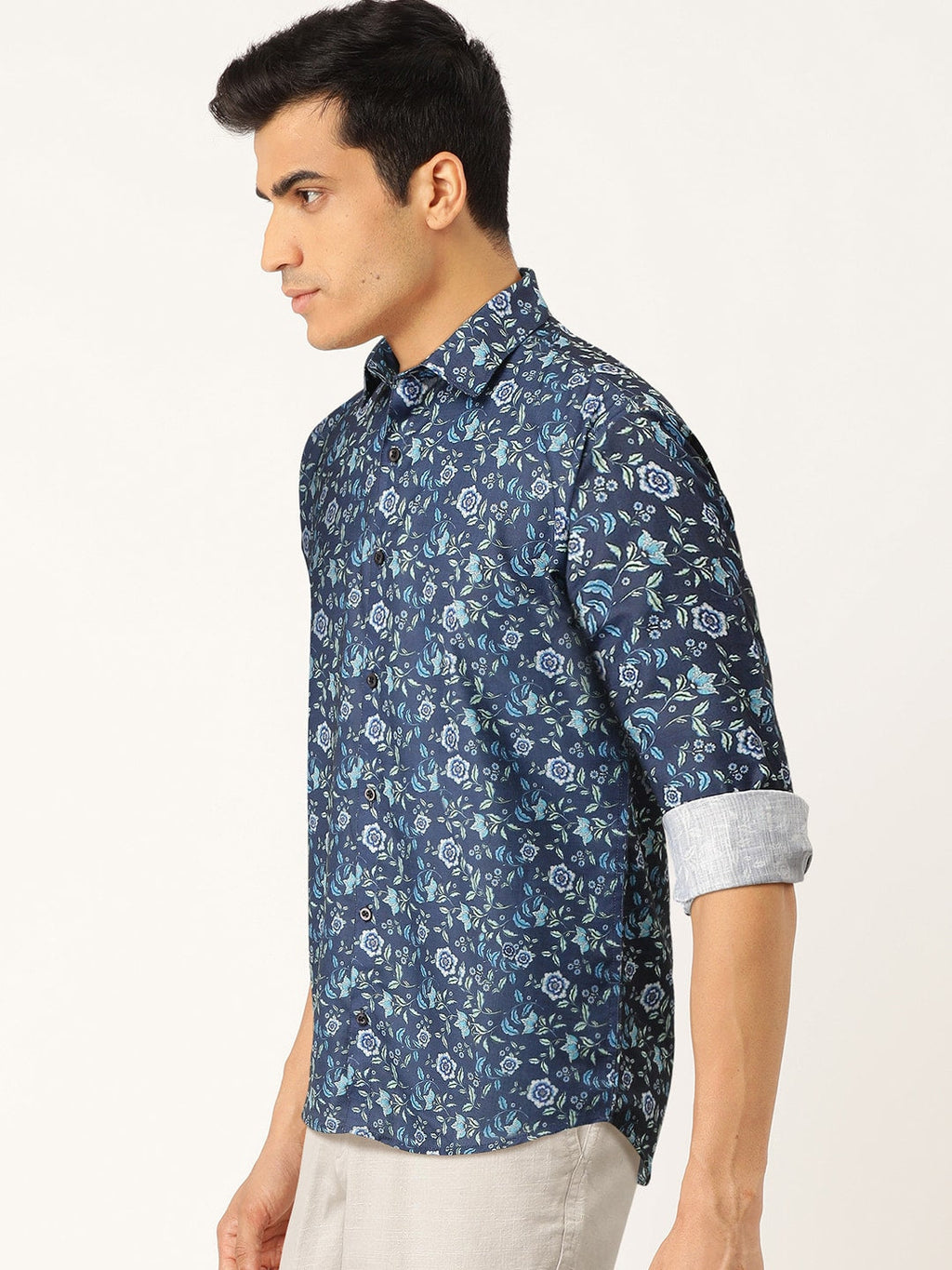 Jainish Blue Men's Cotton Printed Formal Shirt's ( SF 756Blue ) - Distacart