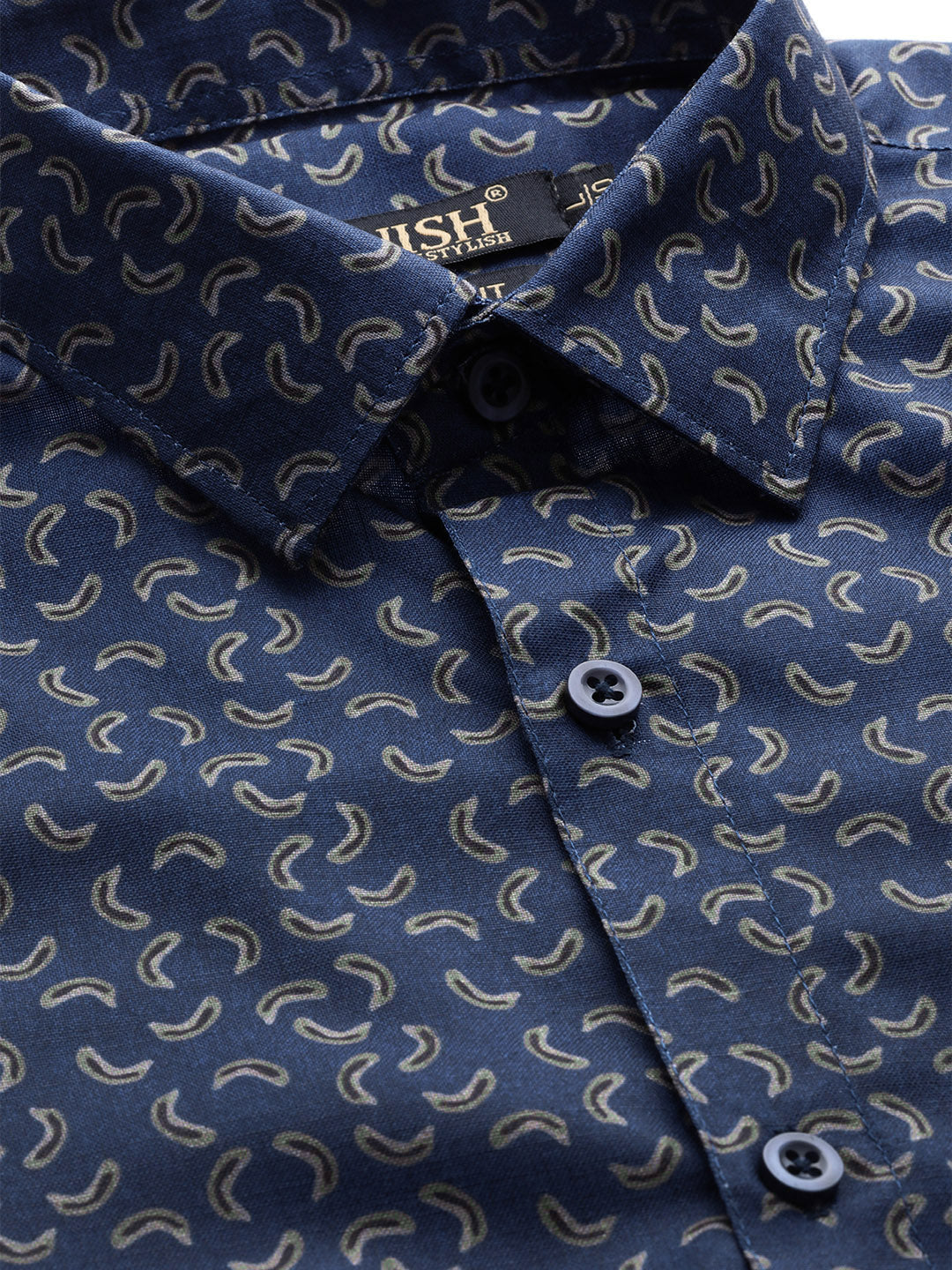 Jainish Navy Men's Cotton Printed Formal Shirt's ( SF 756Navy ) - Distacart
