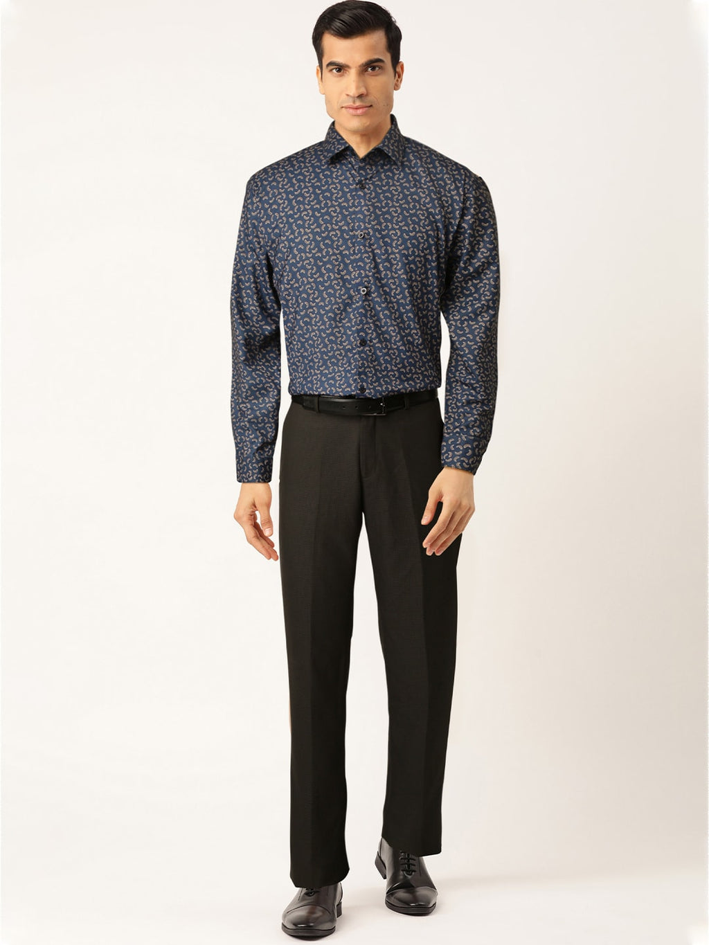Jainish Navy Men's Cotton Printed Formal Shirt's ( SF 756Navy ) - Distacart