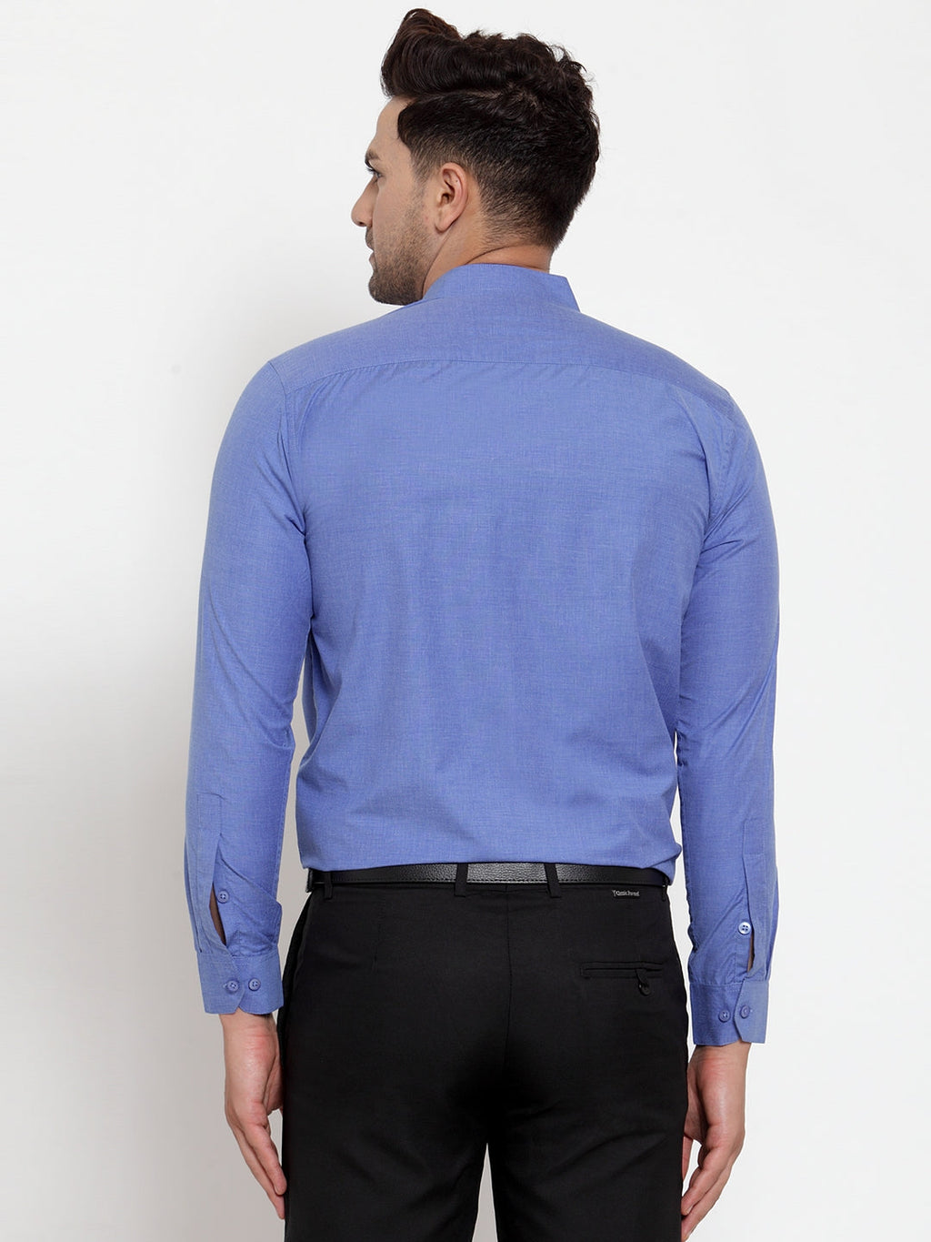 Jainish Blue Men's Cotton Solid Mandarin Collar Formal Shirts ( SF 757Blue ) - Distacart