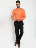 Jainish Orange Men's Cotton Solid Mandarin Collar Formal Shirts ( SF 757Orange ) - Distacart
