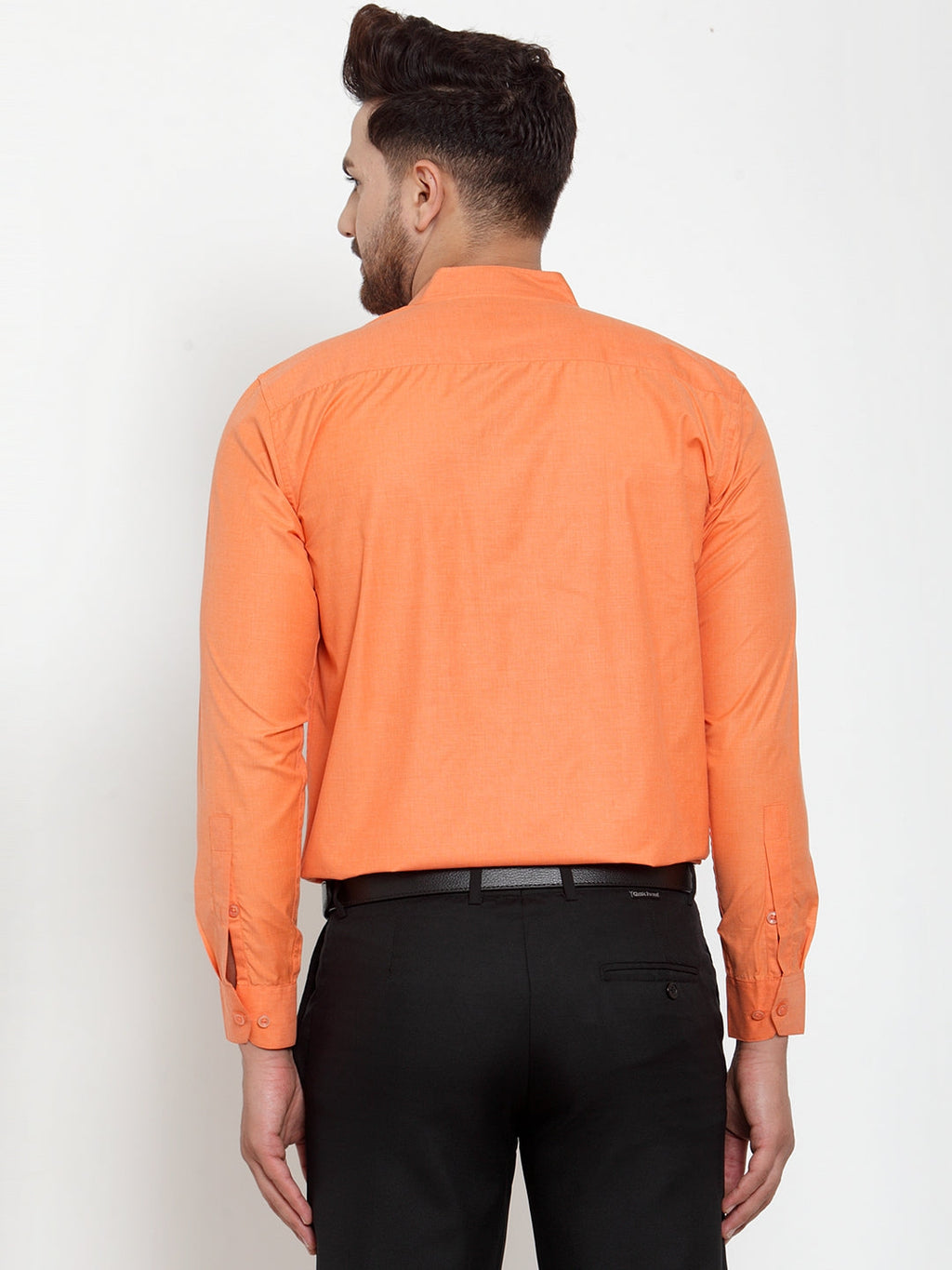 Jainish Orange Men's Cotton Solid Mandarin Collar Formal Shirts ( SF 757Orange ) - Distacart