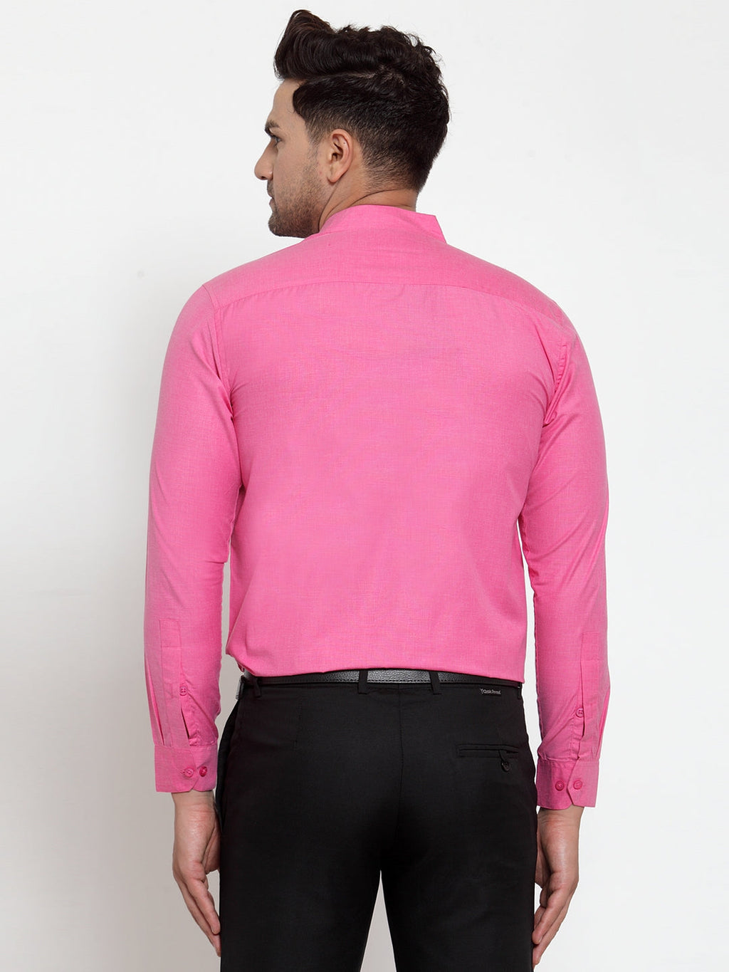 Jainish Pink Men's Cotton Solid Mandarin Collar Formal Shirts ( SF 757Pink ) - Distacart
